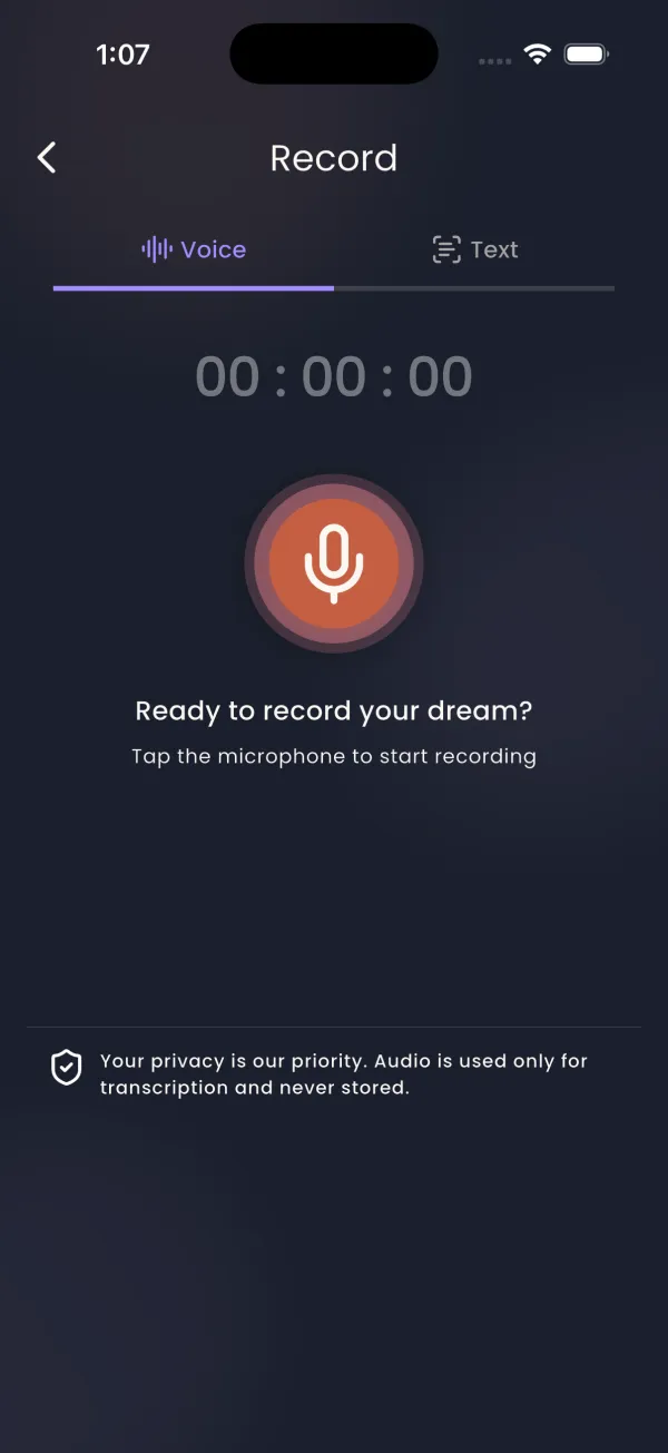 Dreamograph record screen